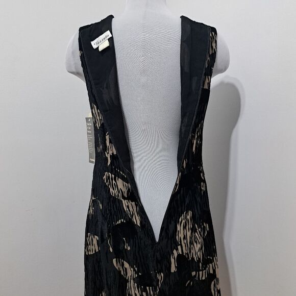 Vintage Tessuto Velvet Butterfly Print Silk Blend A Line Dress Size 8 Black/Mult - Picture 12 of 14